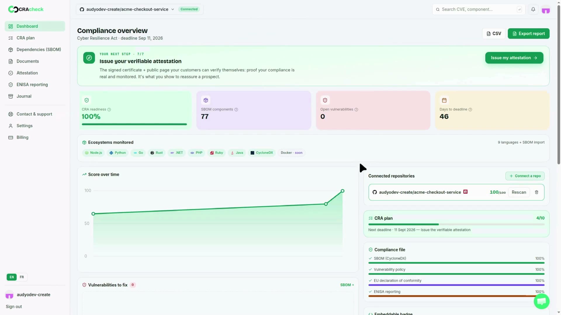 cracheck.eu/app — générateur de conformité